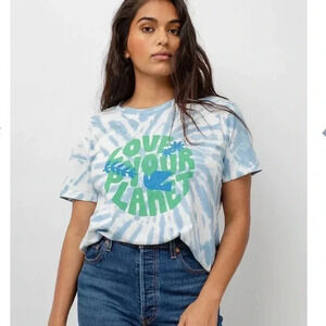 Rails Women’s Blue Tie-dye Love Your Planet Short Sleeve T-Shirt XS